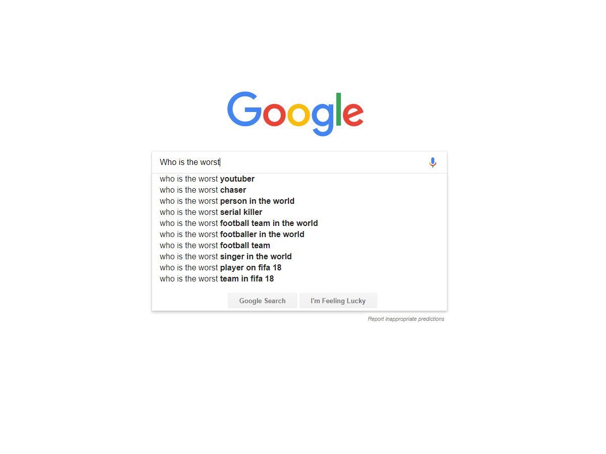 What search engines teach us about the world: Who is the worst...