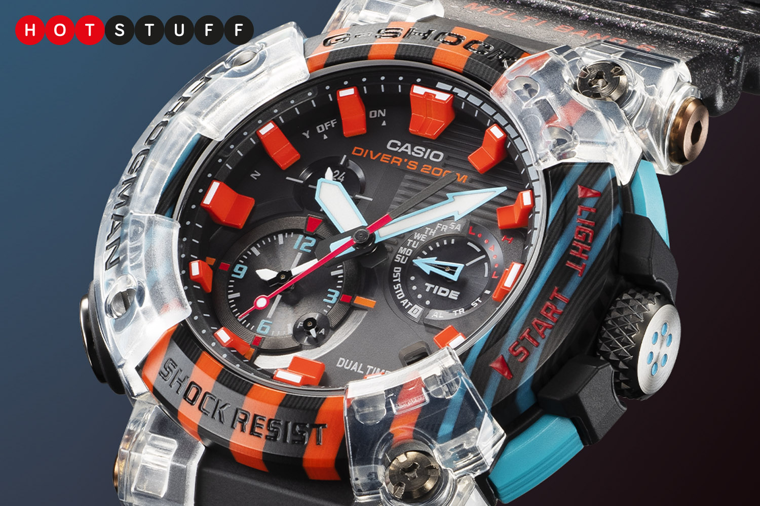 This special edition Casio G-Shock Frogman really is in the colours of a  poison dart frog