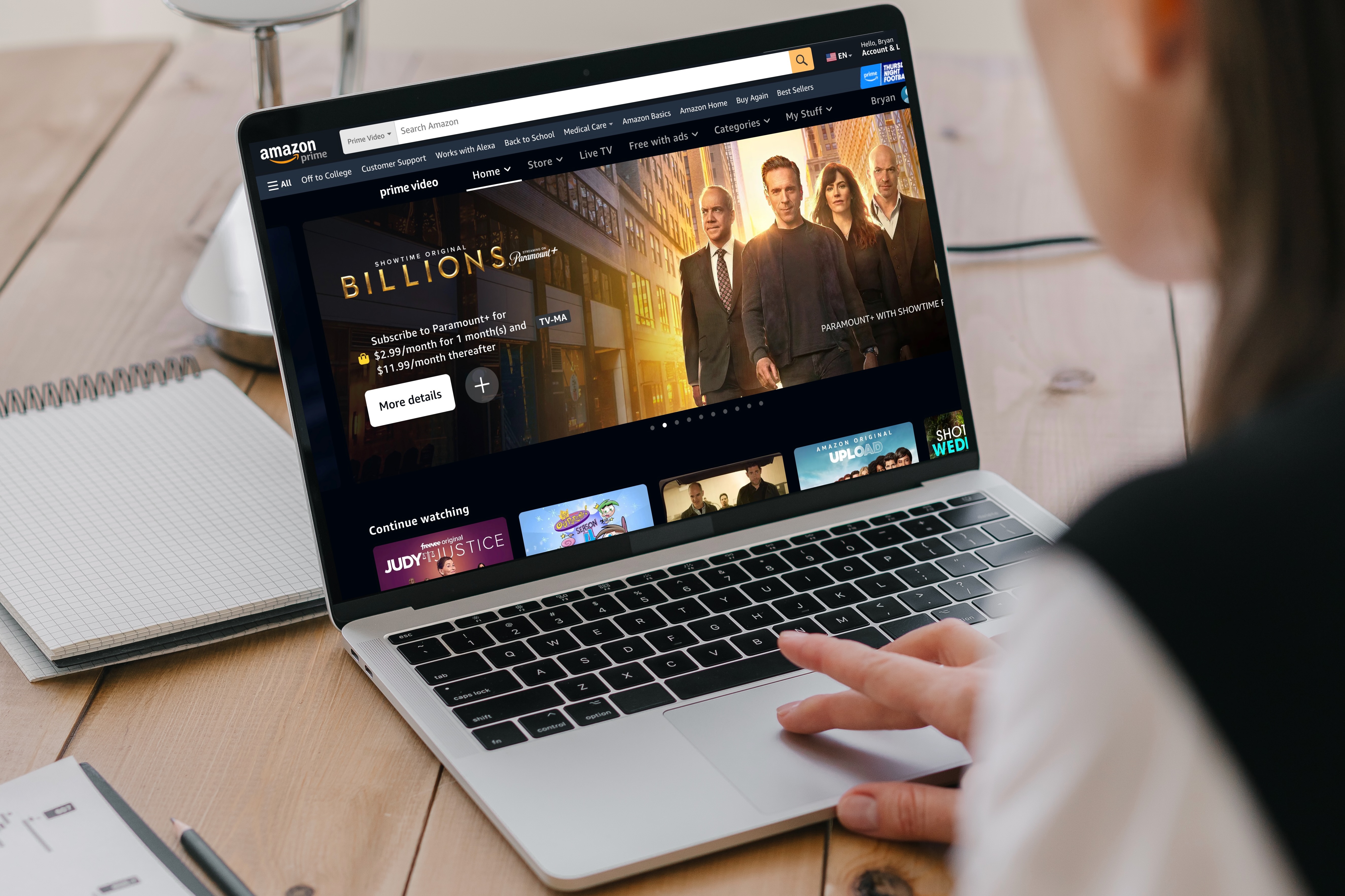 Amazon video on online laptop