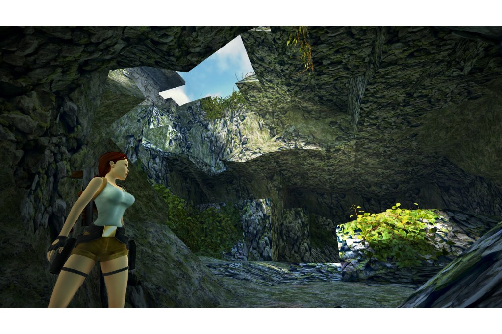 Lara Croft down a hole