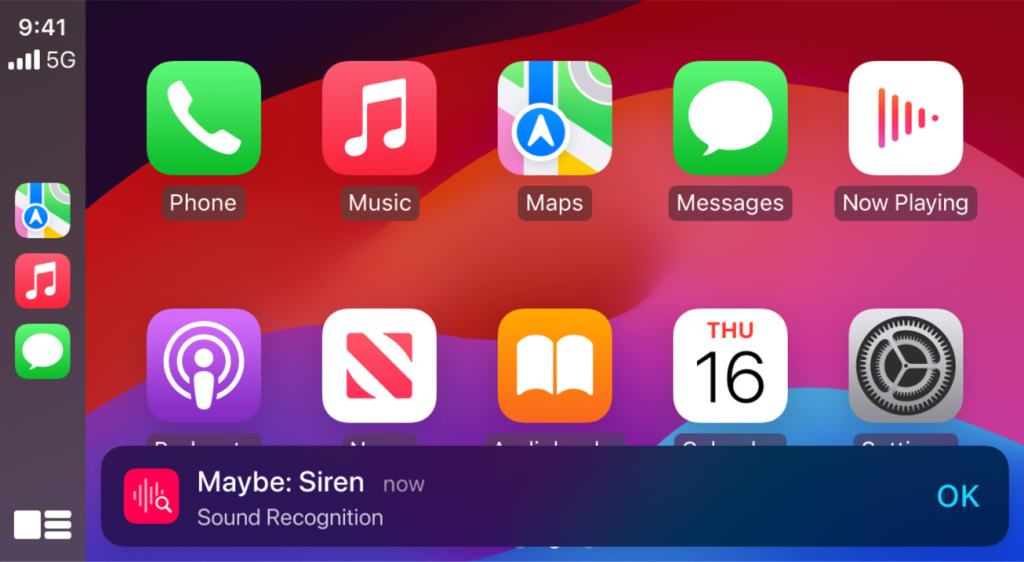 CarPlay sound recognition