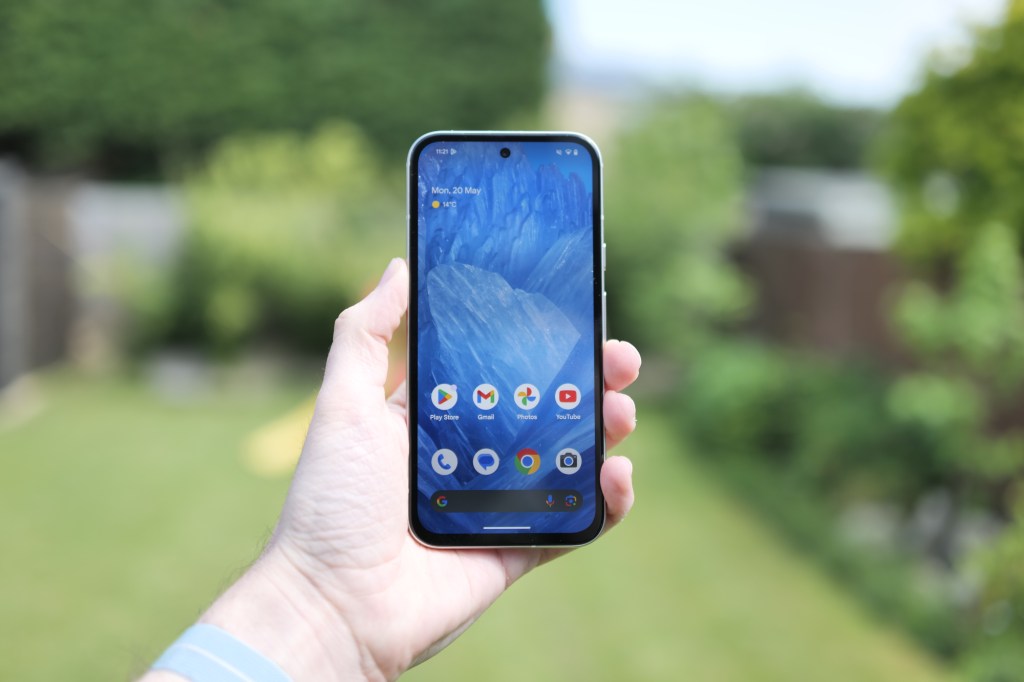 Google Pixel 8a review image showing phone in hand