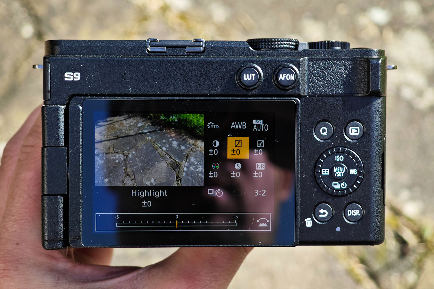 Panasonic Lumix S9 review in hand rear