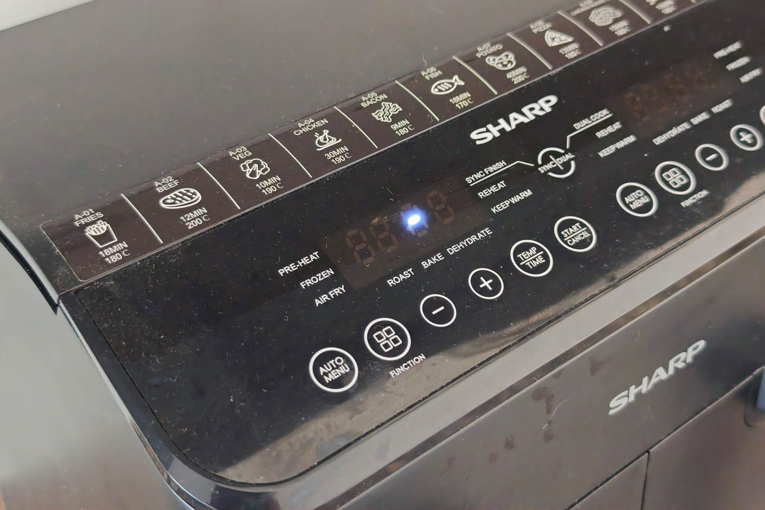 Sharp Dual Drawer Air Fryer review buttons