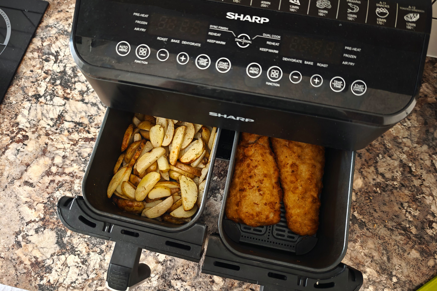 Sharp Dual Drawer Air Fryer review loaded drawers