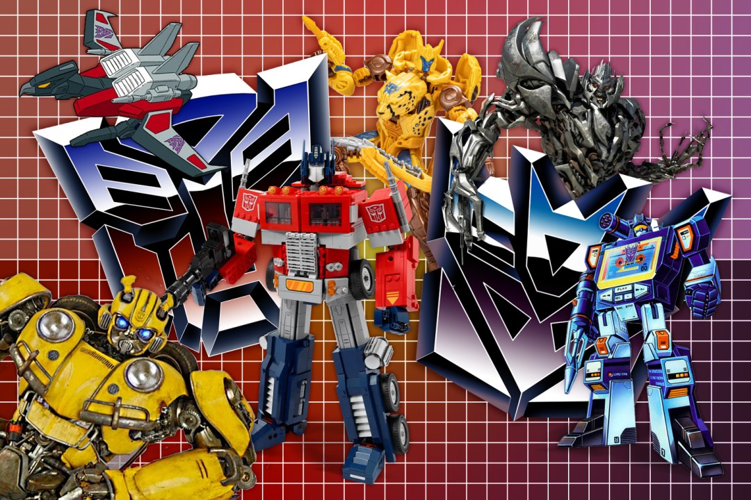 Transformers Autobot and Decepticon logos and toys/art
