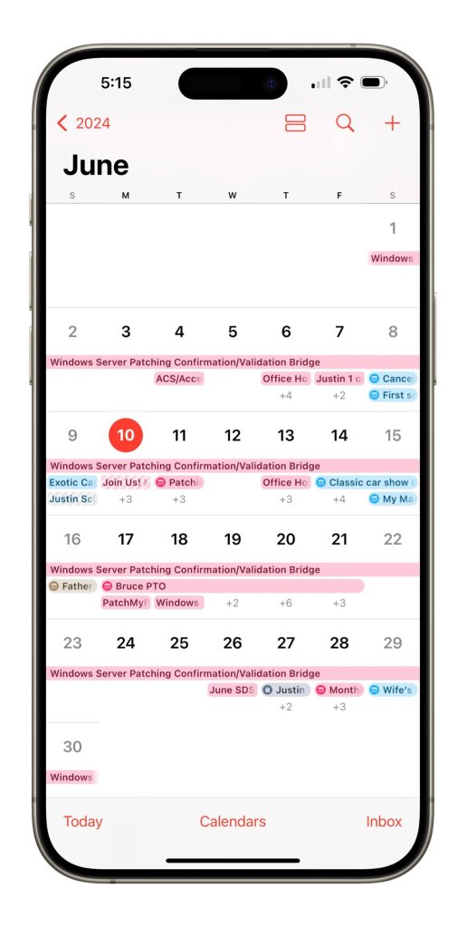 iOS 18 Calendar in expanded view