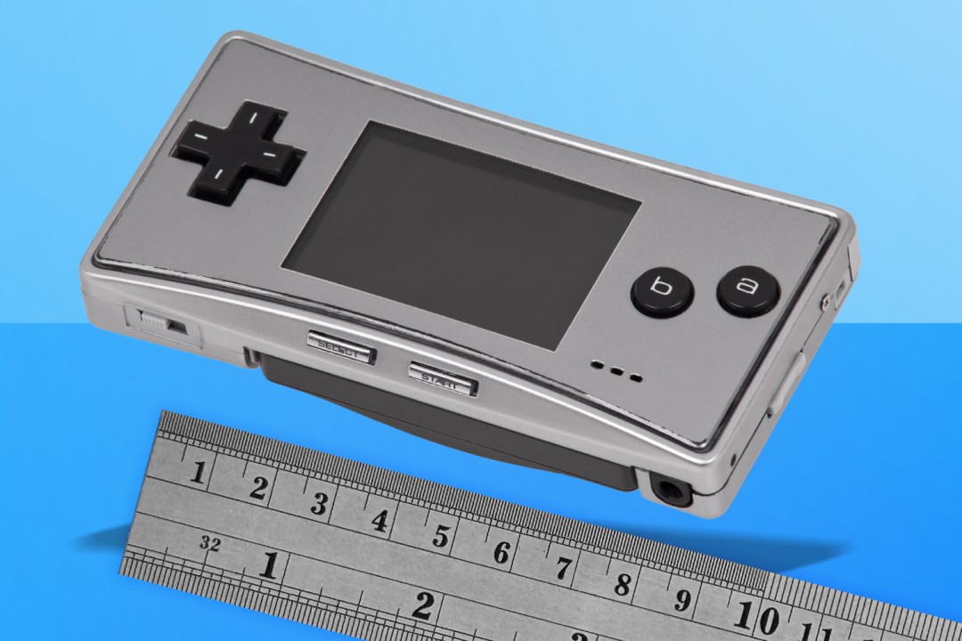 Game Boy Micro and ruler
