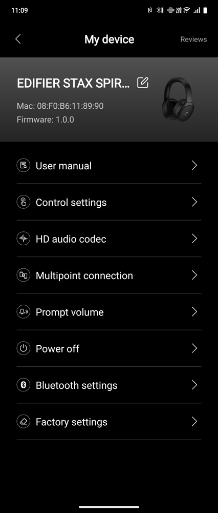 Edifier Stax Spirit S5 review App settings