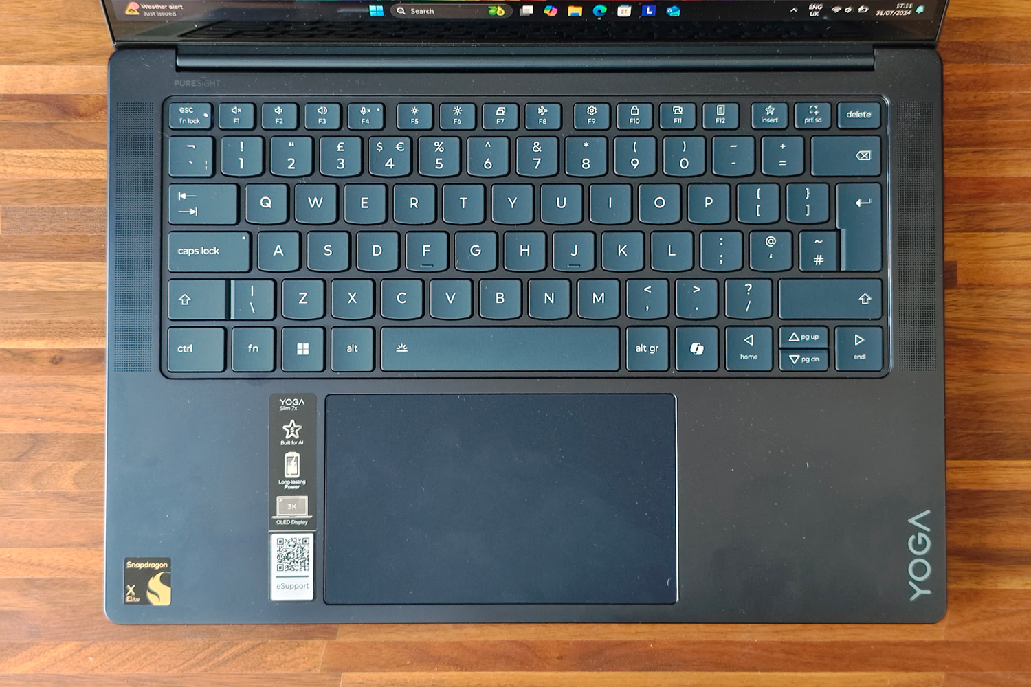 Lenovo Yoga Slim 7x review keyboard