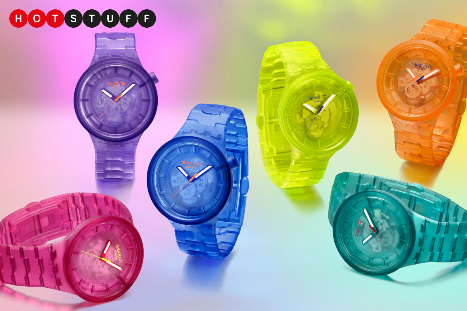 Swatch s new Colours Of Joy watches give Hublot Big Bang Sapphire vibes on a budget Stuff