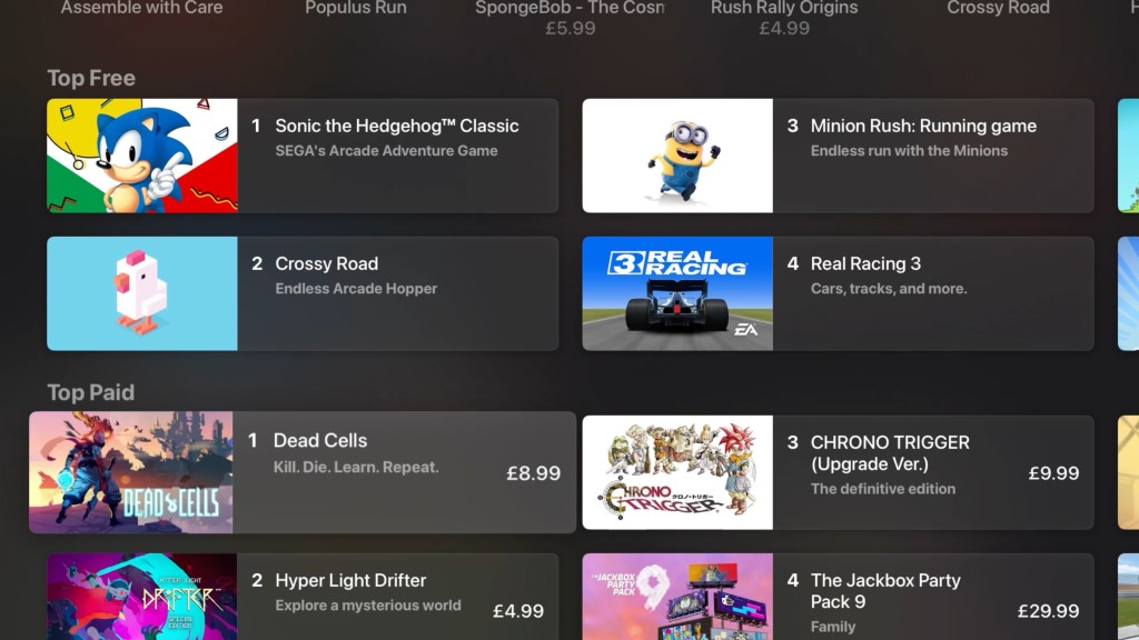 Top games on Apple TV