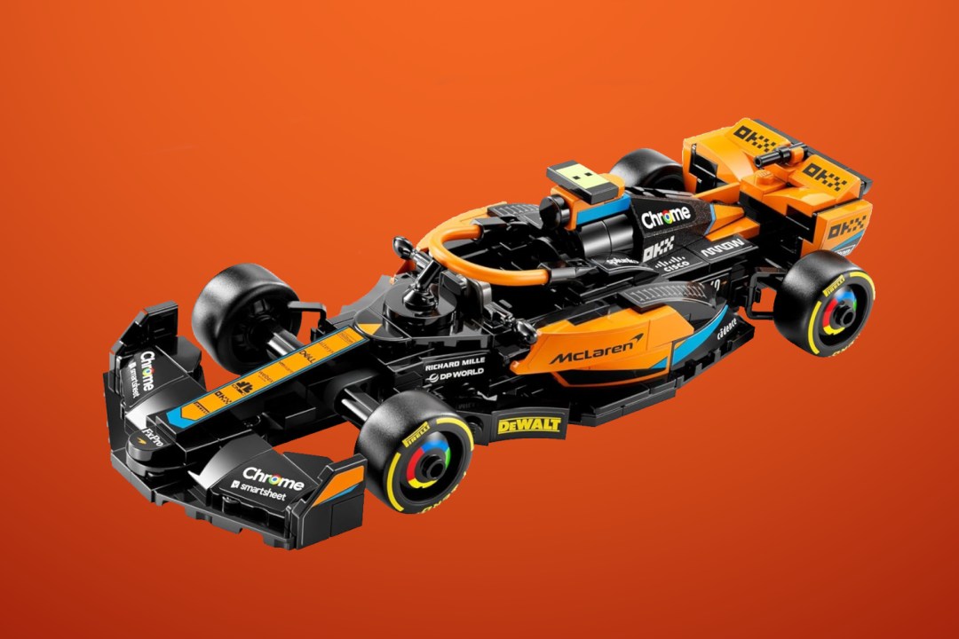 Lego Mclaren F1 car on orange background