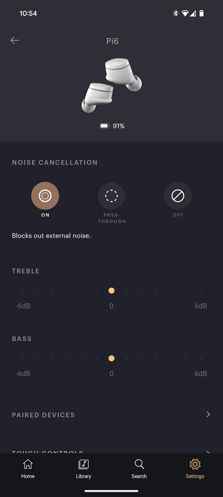 Bowers & Wilkins Pi6 review app settings