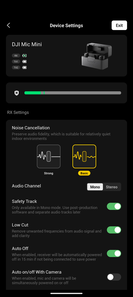 DJI Mic Mini review app settings