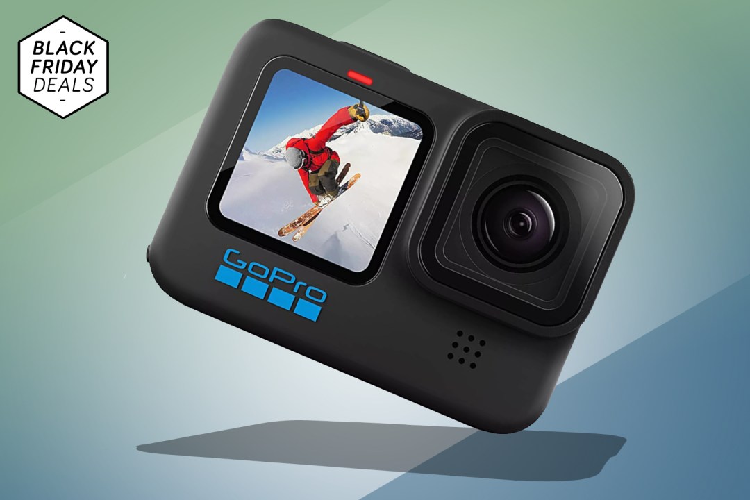 GoPro Hero 10 on green and blue background