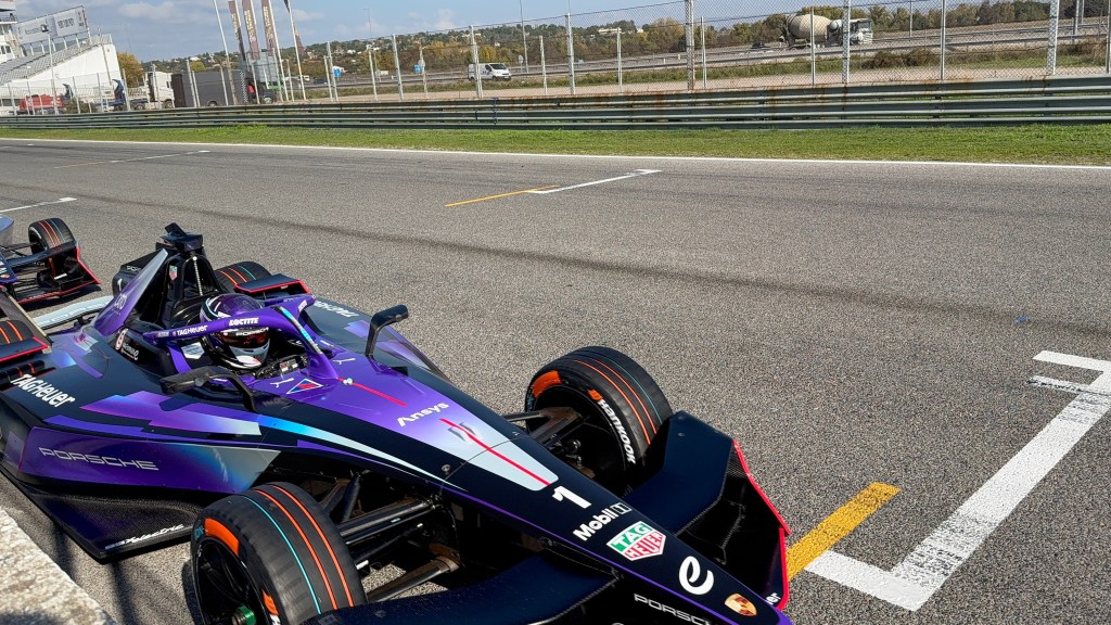 Formula E Madrid 2024 testing Porsche car close-up