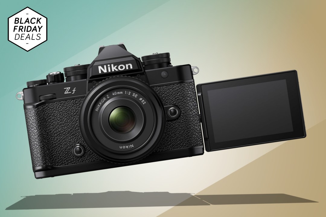 Nikon Zf Black Friday deal on green and gold background