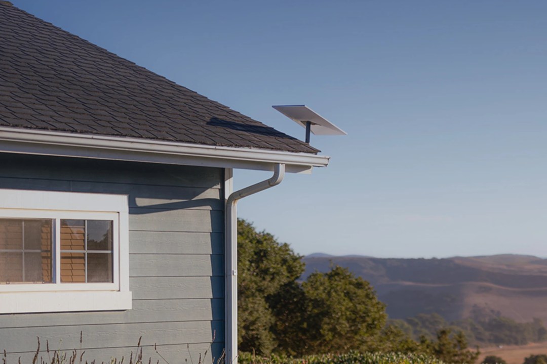 Starlink satellite on house roof