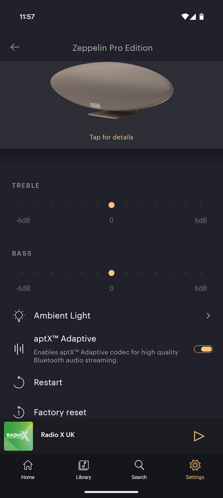 Bowers Wilkins Zeppelin Pro Edition review app settings