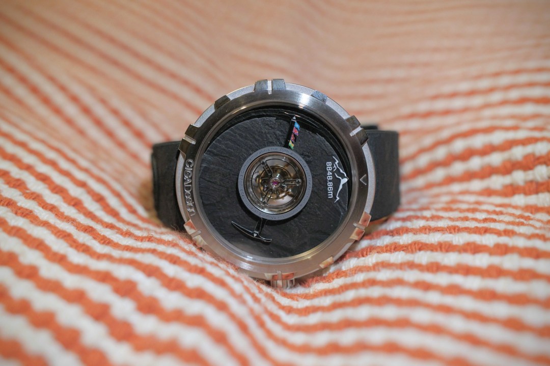 CIGA Design Central Tourbillon Mount Everest Homage Edition on orange cushion