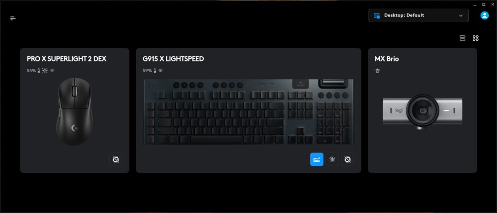 Logitech G915 X Lightspeed app home