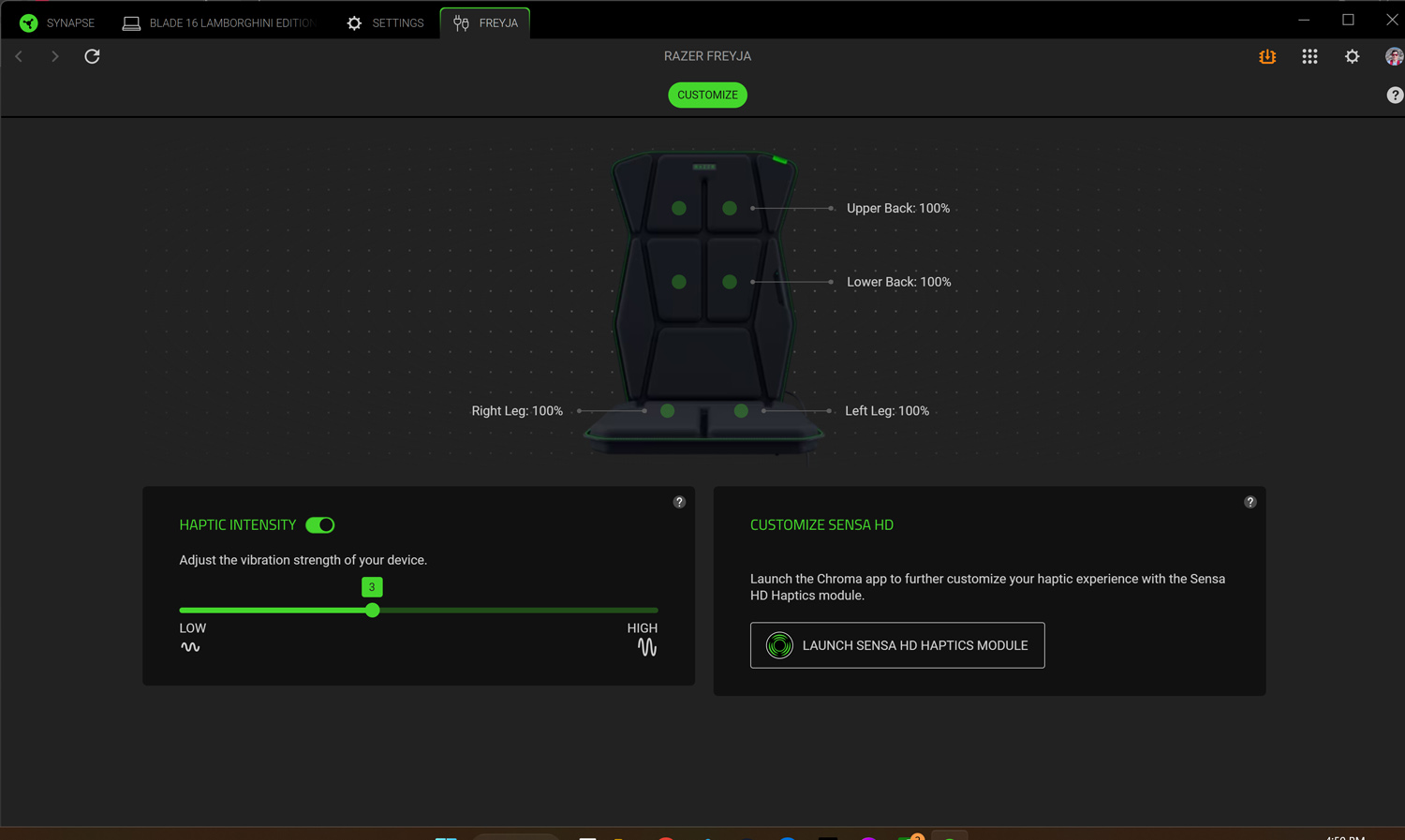 Razer Freyja review app intensity