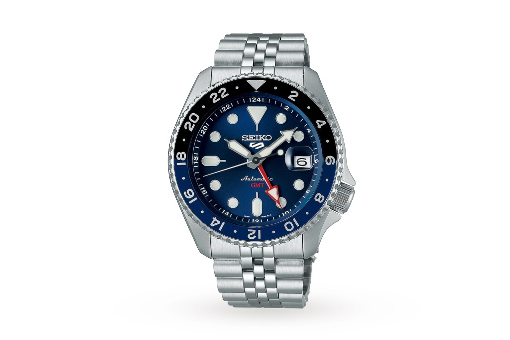 8.	Seiko 5 Sports ‘Blueberry’ GMT on a white background