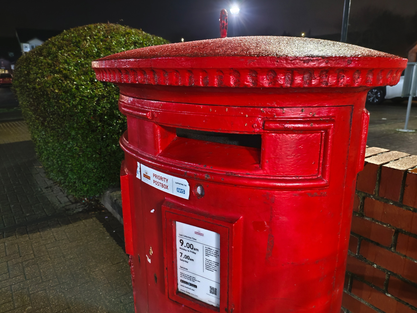 Poco X7 Pro camera samples low light post box