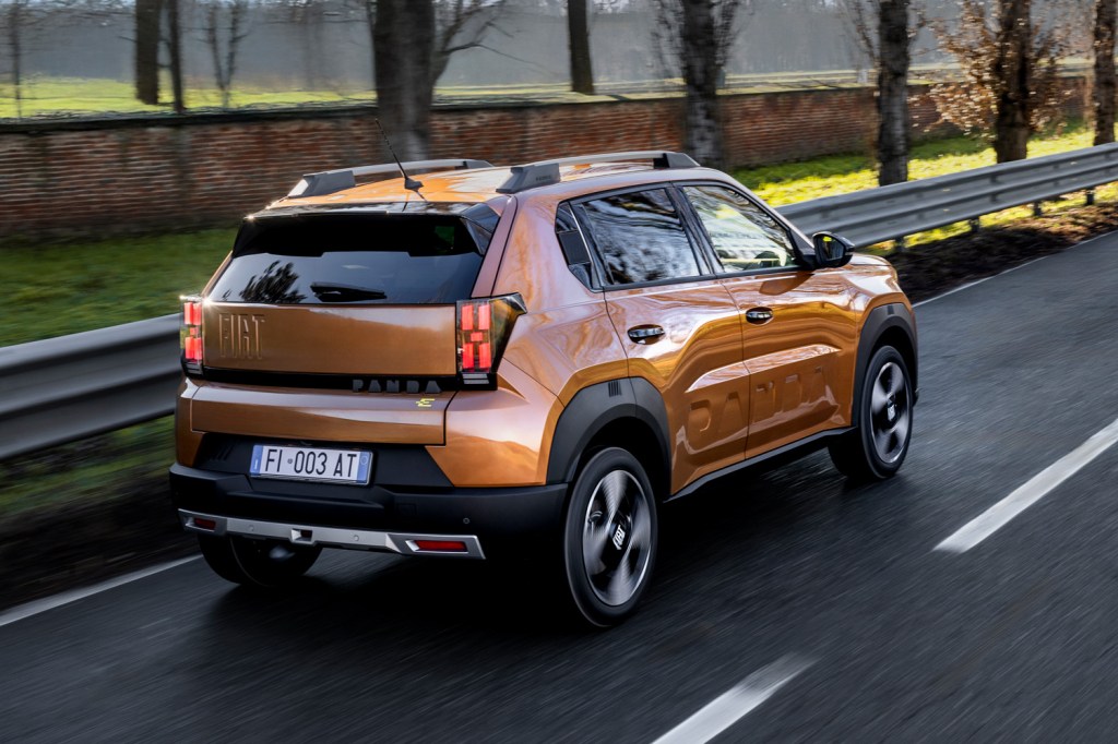 Fiat Grande Panda EV review on road rear